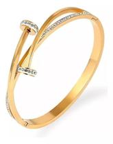 Bracelete Luxo moda prego Zirconia Banhado A Ouro