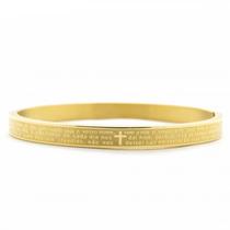 Bracelete Masculino Aço Oração Pai Nosso Banho de Ouro 18K