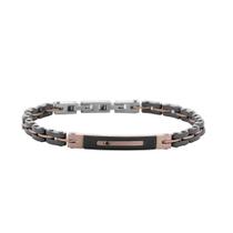 Bracelete Masculino em Aço com Placa Rose e Zircônia Negra Gomos Black Estilo Sofisticado e Impactante Bracelete Masculino em Aço com Placa Rose e Zircônia Negra Gomos Black Estilo Sofisticado e Impactante