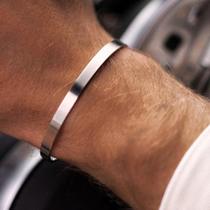 Bracelete masculino prata ajustável pulseira aço inoxidável
