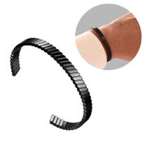 Bracelete masculino pulseira aço inoxidável ajustável/ preto/prata Bracelete masculino pulseira aço inoxidável ajustável/ preto/prata