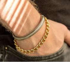 Bracelete Masculino Pulseira de Aço Espelhado Inoxidável Luxo