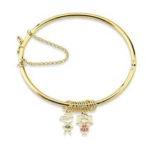 Bracelete Menino Menina e Elos Folheado a Ouro 18k Bracelete Menino Menina e Elos Folheado a Ouro 18k