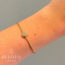 Bracelete mini coraçao cravejado - banhado a ouro 18k