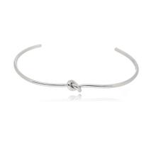 Bracelete nó liso regulável banhado a ródio branco