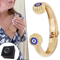 Bracelete Olho Grego Pulseira Nazar Feminino Dourado
