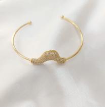 Bracelete Onda Cravejado Banho de Ouro 18k Bracelete Onda Cravejado Banho de Ouro 18k