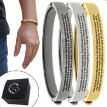 Bracelete Oração Pai Nosso Feminino Masculino Semijoia Banhado a Ouro Bracelete Oração Pai Nosso Feminino Masculino Semijoia Banhado a Ouro