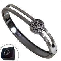 Bracelete Oval Articulado São Jorge com Encaixe Banho Onix Grafite Bracelete Oval Articulado São Jorge com Encaixe Banho Onix Grafite