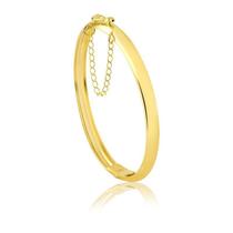 Bracelete Oval Liso 5 75mm Com Pega Ladrão Folheado A Ouro