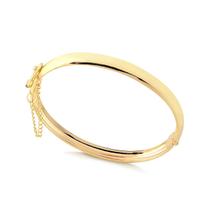 Bracelete Oval Liso 8mm Com Pega Ladrão Folheado A Ouro