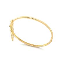 Bracelete Oval Liso Com Pega Ladrão Folheado A Ouro