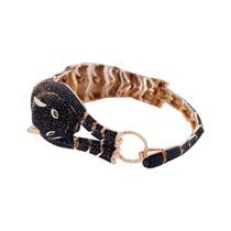 Bracelete Pantera Negra Maleável Cravejada em Microzirconias Tamanho 16cm