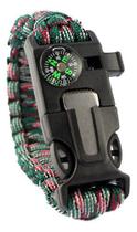 Bracelete Paracord Pederneira Apito Bussola Verde Claro Fg