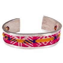 Bracelete Prata 950 14grs com Aguayo Andino Pink e Amarelo