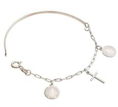 Bracelete Prata Meia Cana Corrente 2 São Bento 1 Cruz Palito