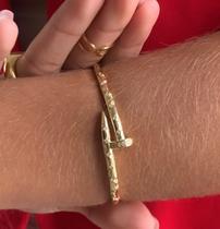 Bracelete Prego Cravejado Prata925 e Ouro18k com Garantia Bracelete Prego Cravejado Prata925 e Ouro18k com Garantia