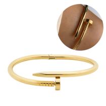 Bracelete Prego dourado aço inoxidável banhado a ouro 18k resistente à água Bracelete Prego dourado aço inoxidável banhado a ouro 18k resistente à água