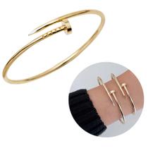 Bracelete prego fino aço inoxidável banhado a ouro 18k à prova d'água Bracelete prego fino aço inoxidável banhado a ouro 18k à prova d'água