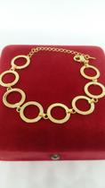Bracelete Premium Elo Circulo 12mm Banhada a Ouro Igual Ouro