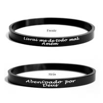 Bracelete preto aço inoxidável/ Pulseira proteção masculina 17cm - 18cm