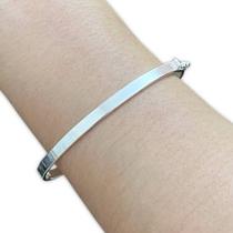 Bracelete Pulseira Aro Quadrado 4mm de Prata 925 Feminina