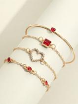 Bracelete Pulseira De Coração 4 Peças
