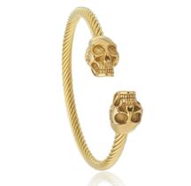 Bracelete Pulseira em aço inox Caveira Skull Ajustável