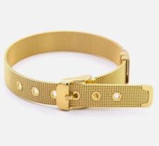Bracelete Pulseira Estilo Fivela Malha Em Aço Inox(DOURADO)