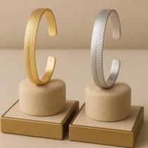 Bracelete Pulseira Feminina Aberta De Aço Inoxidável Design Luxuoso