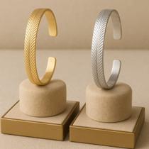Bracelete Pulseira Feminina Aberta De Aço Inoxidável - Design Luxuoso