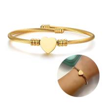 Bracelete Pulseira feminina coração dourada aço inoxidável à prova d'água