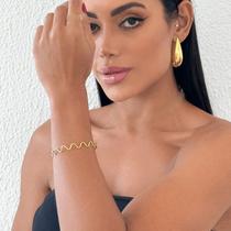 Bracelete Pulseira Feminina Ondas Bijuterias Femininas banho Ouro 18k Prata feminino acessórios casamento noiva festa formatura