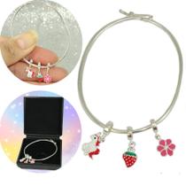 Bracelete Pulseira Infantil Criança3 Berloque Prata Legitima Bracelete Pulseira Infantil Criança3 Berloque Prata Legitima