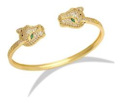 Bracelete Pulseira Leopardo Dourado Com Pedra Zircônia Luxo Bracelete Pulseira Leopardo Dourado Com Pedra Zircônia Luxo