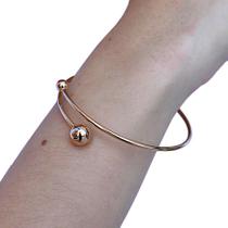 Bracelete Pulseira Lisa Bola Rígida Regulavel Dourado