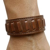 Bracelete Pulseira Masculina Couro Genuíno Fivela Ajustável RMarq Collection RM500