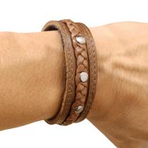Bracelete Pulseira Masculina Couro Genuíno Fivela Ajustável RMarq Collection RM502