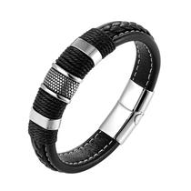 Bracelete Pulseira Masculina Couro Luxo Moderna