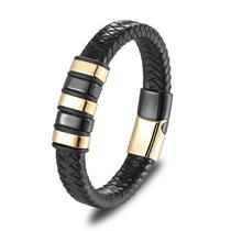 Bracelete Pulseira Masculina Couro Luxuoso Moderna