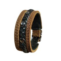 Bracelete Pulseira Masculina RMarqCollection Couro Fivela Ajustável RM502