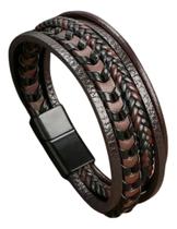 Bracelete Pulseira Masculino Minimalist Couro Executivo Luxo