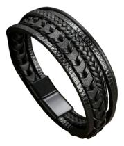 Bracelete Pulseira Masculino Minimalist Couro Executivo Luxo