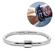 Bracelete Pulseira Masculino Mosquetão Rosqueável Aço 316l Prata