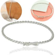 Bracelete Pulseira Oval Torcido Trabalhado Feminino Prata