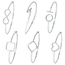 Bracelete Pulseira Prata Original Rigido Geometrico Coração