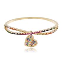 Bracelete Pulseira Rigido Coração Luxo Semijoias Feminino