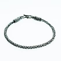 Bracelete Pulseira Unissex Bali Ponto Peruano 4mm Prata 925 Bracelete Pulseira Unissex Bali Ponto Peruano 4mm Prata 925