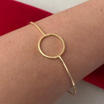 Bracelete Quadrado Com Circulo G - 19cm - Ouro 18k - Gardenia Joias