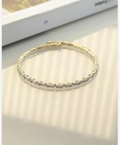 Bracelete retangular de zirconia fol. ouro Bracelete retangular de zirconia fol. ouro